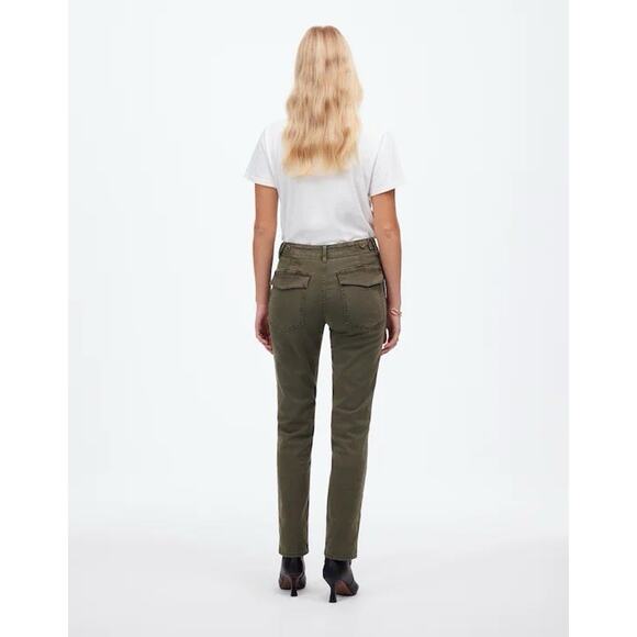 Madewell Slim Straight Utility Pants - Army Green Mid-rise Tapered Leg Inseam 27 - Picture 6 of 6
